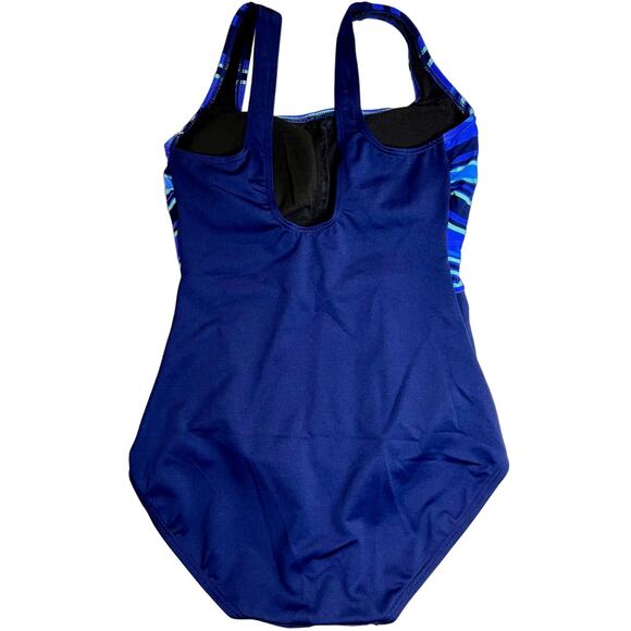 TYR Women DELRAY Aqua ControlFit 1pc SwimSuit - Navy Turquoise - Size 8 - $80 - Picture 3 of 6